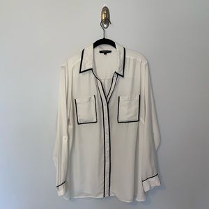 Sheer white blouse with black detailing✨